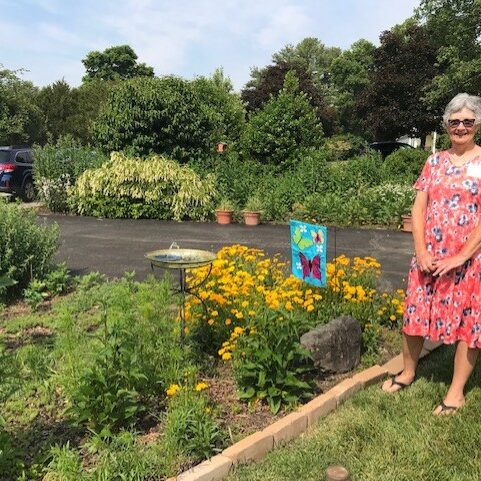 A garden volunteer for the Newark Garden Tour