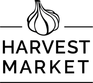 Harvest Market Logo featuring garlic bulb