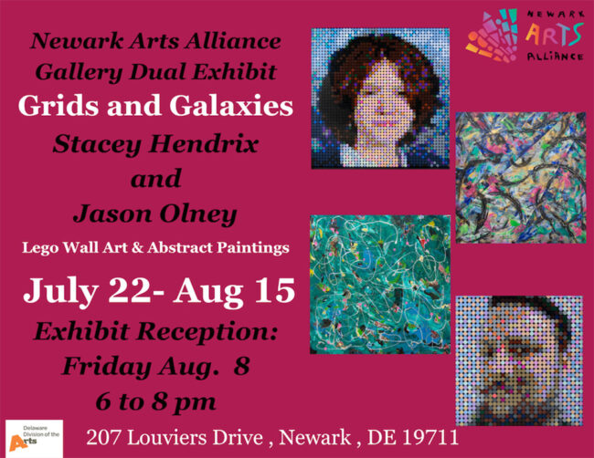 grids-galaxies-exhibit-2 Graphic for the Grids And Galaxies Exhibit with text saying July 22nd-August 15th