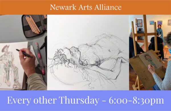 Figure-Drawing-Winter-2026-Graphic graphic for figure drawing class with text saying Every Other Thursday 6:00-8:30pm
